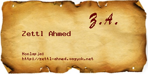 Zettl Ahmed névjegykártya
